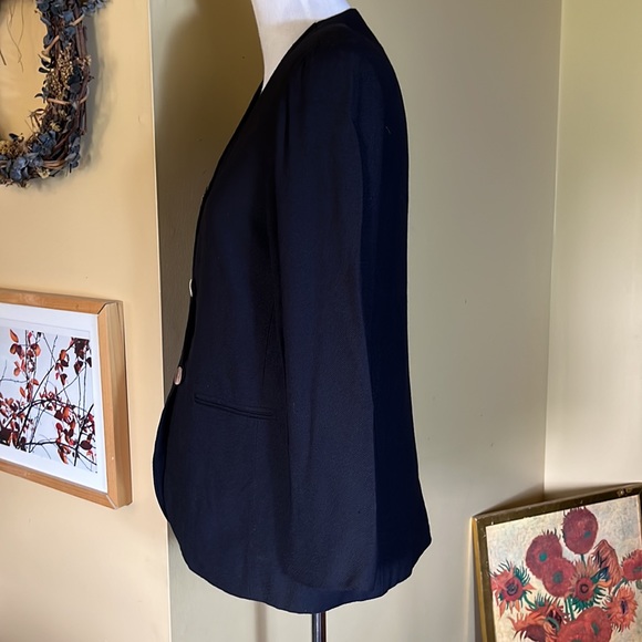 Vtg PETITE SOPHISTICATE COLLECTION Size 6 V-Neck 3-Button Blazer Black Career - Picture 8 of 15